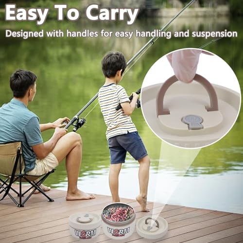 2Pcs Live Bait Storage,Fishing Bait Container, Stainless Steel Worm Storage Box, Nightcrawler Box, Bait Tank, Compact and Durable,Small and Portable, Keeps Bait Fresh and Alive - color: White
