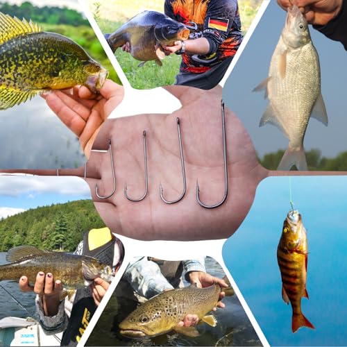 Aberdeen Fishing Hooks Set,150Pcs Crappie Panfish Hook Inline/Long Shank/Light Wire/Closed Eye for Sunfish Bass Freshwater - size: 12#~2#_150pcs