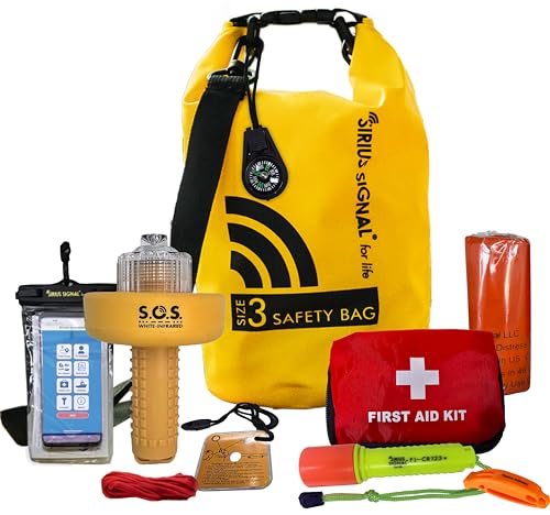 Sirius Signal SB-3L Boating Safety Dry Bag Kit - USCG Approved | Emergency SOS Kit, Includes Electronic Boat Flare Replacement, Essential Safety, Ideal for Kayaks, Boats, and Paddle Craft - size: Dry Bag