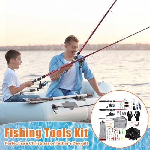 MiniInflat Telescopic Fishing Rod and Reel Combo, 6.89ft 2pcs Collapsible Rod with Plier Lip Gripper Lures Carrier Bag Pre-Loaded Spinning Reel Saltwater Freshwater Fishing Pole Kit - color: Red