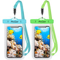 ProCase 2 Pack Waterproof Phone Pouch Case, 7" Universal Underwater Cellphone Dry Bag for iPhone 17 Air 16 15 14 13 Pro Plus Max 12 11, Galaxy S24 S23 S22 Ultra Pixel -Blue/Green - color: Blue/Green