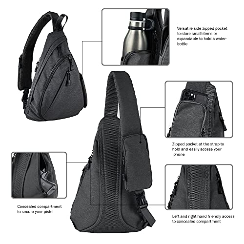 JESSIE & JAMES Peyton Crossbody Sling Backpack Concealed Carry Purse For Women Men Outdoor Chest Bag Shoulder Backpack - color: Black