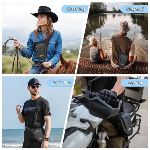 flintronic Motorcycle Leg Bag, Thigh Bag, Motorcycle Cycling Drop Leg Bag, with Headphone Jack, Waterproof Multi-Function Leg Fanny Pack for Men Women Cycling Running Traveling and Fishing - color: Black