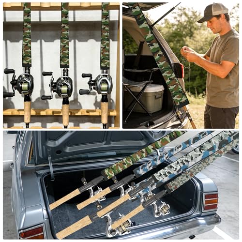 Neoprene Camo Fishing Rod Sleeves,Fishing Pole Sleeves,Fishing Rod Socks | UV Resistance,Puncture Resistant, Protect Casting, Spinning, Trolling Fishing Rods, Storage, tangled-free,75in,68in,60in - color: 2-Deep Green Camo, size: 60"