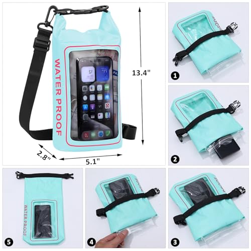 154 Pieces Waterproof Boat First Aid Kit Dry Bag with Out Bags Pouch Roll Top Boat Emergency Kit 2-in-1 for Camping Fishing Kayaking Swimming Rafting - color: Mintgreen
