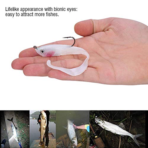 Soft Fishing Lures, 5Pcs Artificial Soft Baits Jig Head Soft Swimbaits with Hook for Saltwater/Freshwater Fishing - color: SO050-2