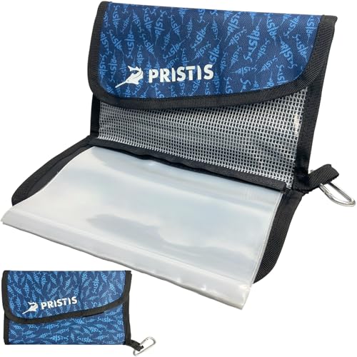 Pristis Fishing Soft Lure Storage Binder Bag, Plastic Bait Organizer Wallet Case with 6 Transparent Pocket Sleeves for Worm Rigs Lines, Durable Tackle Accessory for Saltwater Freshwater - color: Sea Blue