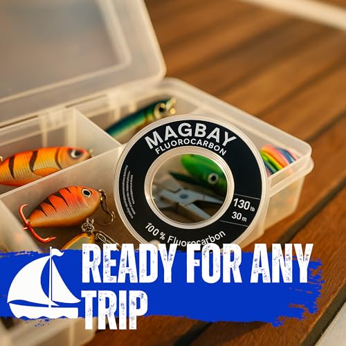 MagBay Lures 100% Pure Fluorocarbon Leader Line - Saltwater & Freshwater Invisible Fluorocarbon Fishing Leader Line, Strong Performance 150, 130, 100, 80, 60 & 40 lbs 33 Yard - size: 100lbs