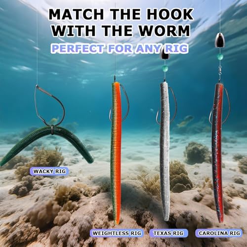 Senko Worms for Bass Fishing - 4" / 5" Soft Plastic Baits with Scented & Flavored Salt Impregnation - 15pcs Freshwater Saltwater Fishing Lures Kit - color: C#, size: 5"