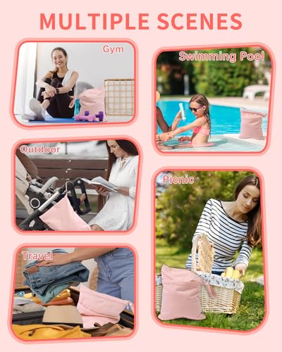 babygoal Wet Dry Bags for Baby Cloth Diapers, Washable Travel Bags, Beach, Pool, Gym Bag for Swimsuits & Wet Clothes with 2 Pockets 3 Pack 3LN09 - color: Pink