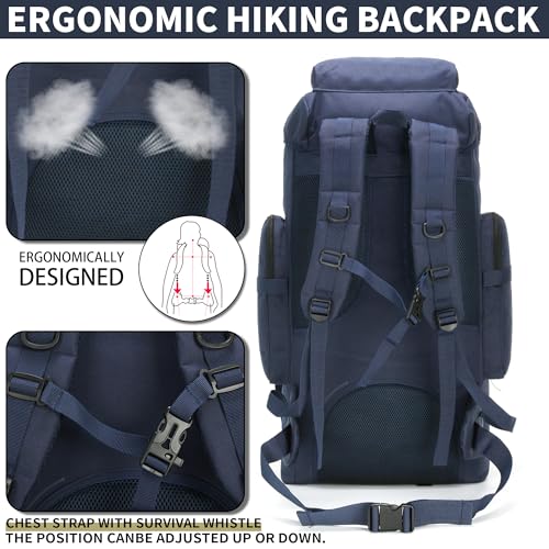 Hiking Backpack for Men 70L/100L Camping Backpack Military Rucksack Molle 3 Days Assault Pack for Climbing | Camping Backpack - color: 70l-navy