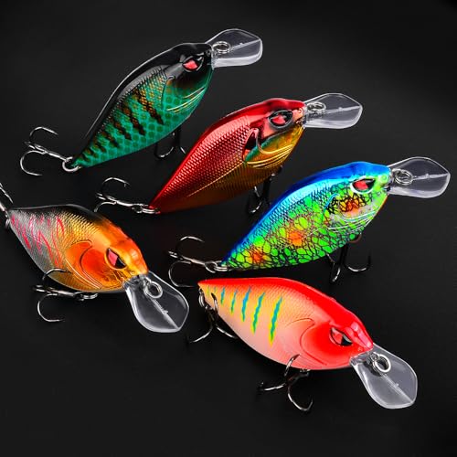 PROBEROS Crankbaits Set Fishing Lure Hard Baits Swimbaits Boat Ocean Topwater Lures Kit Fishing Tackle Hard Baits Set for Trout Bass Perch Fishing Topwater Lures Set - color: 654-0.53oz/3.2inch-6pcs
