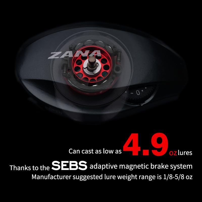 PURELURE Zana Baitcaster Reels, 4.9oz Ultralight BFS Reel 7.6:1 Gear Ratio, SEBS Magnetic Brake System, Max Drag 13lb, 6+1 BB, Aluminum Fishing Reel Baitcasting, Standard Spool + Shallow Spool - size: ZANA-Right-7.6:1