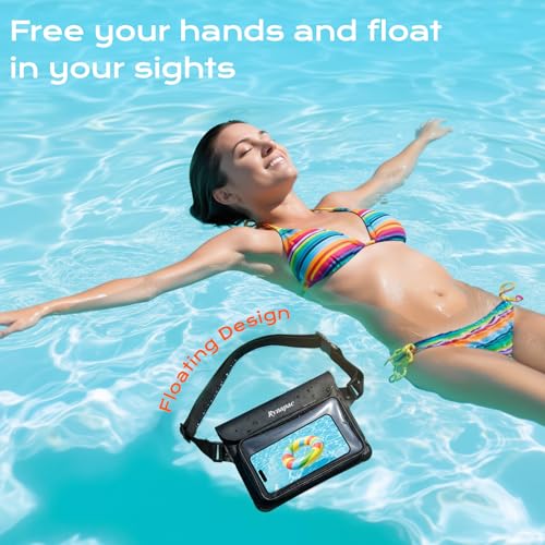 IPX8 Waterproof Fanny Pack, [Up to 8.5"] Waist Bag for Women, Floating Phone Pouch Dry Bag for iPhone 17 16 15 Pro Max, Passport, Wallet, Card, Travel Beach Kayaking Boating Essentials, 2 Pack - color: Pink + Green