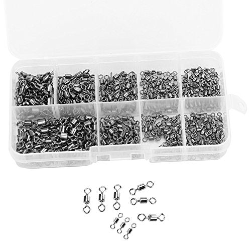 Fishing Swivels Snaps Set, Terminal Tackle Kit - Stainless Steel Rolling Snap Swivel Fishing Accessories with Box Set