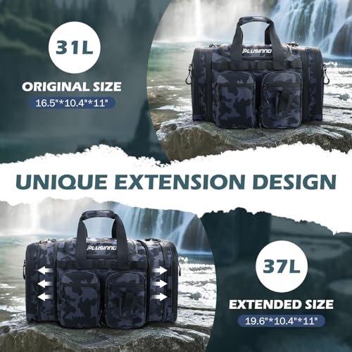 PLUSINNO Tackle Bag - Expandable Fishing Bag for Saltwater & Freshwater - Water Resistant Fishing Gear - color: Tackle Bag Wih Tackle Boxes