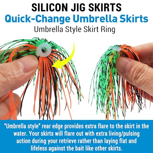 Silicone Jig Skirts 10/20pcs Spinnerbait Skirts with Tail Fishing Lure Skirts Replacement Quick Change Fishing Umbrella Skirts for Spinnerbaits Buzzbaits Bass Jig Lure Making Supplies - style: 20pcs