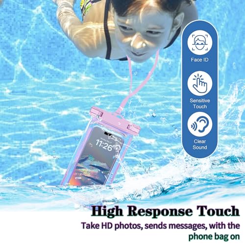 Famoby 2 Pack Iridescence Waterproof Phone Pouch, Cell Phone Waterproof Case Dry Bag,Protection Level: IP68,Beach Cruise for iPhone,Samsung,and More,Lanyard Included,(Fits Up to 8.3"),Iridescence - color: Iridescence 2 Pack