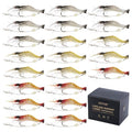 Goture Soft Shrimp Lures Fishing Saltwater Luminous Shrimp Bait Set Fishing Lures with Sharp Hooks for Freshwater Saltwater Trout Bass Salmon Crappie Walleye Pike Perch - color: B:21pcs Shrimp Lures-3.54in/0.21oz