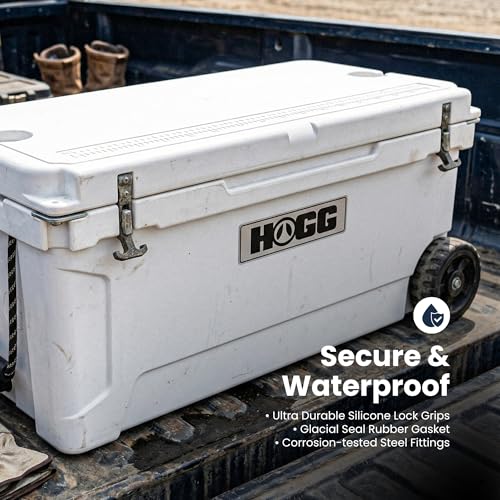 Hogg Rotomolded Coolers, Ice Chest with Wheels, Wheeled Cooler, Rotomolded Ice Chest, Dry Storage, Fishing and Camping Items, Birthday Gifts for Men - color: Clear Sky, size: 110qt