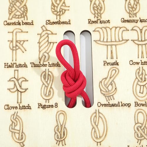 Learn Knot Training Board with Rope Learning Knot Tying Kit Learn to Tie Knots Kit, 16 Knotting Methods for Beginners, Knotting Tying Book for Outdoor Survival, Camping(2 Sets)
