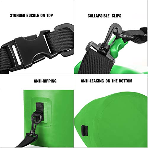 Unigear Dry Bag Waterproof, 2L/5L/10L/20L/30L/40L Floating and Lightweight Bags for Kayaking, Boating, Fishing, Swimming and Camping with Waterproof Phone Case - color: Green, size: 5L