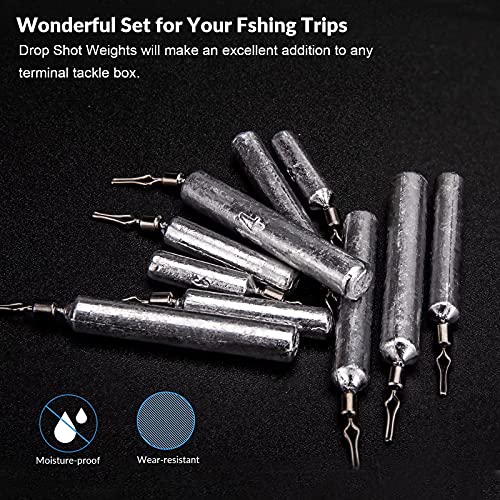THKFISH Fishing Weights Sinkers Set, 28PCS Fishing Sinker Drop Shot Weights Kit,Drop Shot Rig Wacky Hooks for Saltwater Freshwater Bass Fishing - size: A-28pcs-Slender Shape