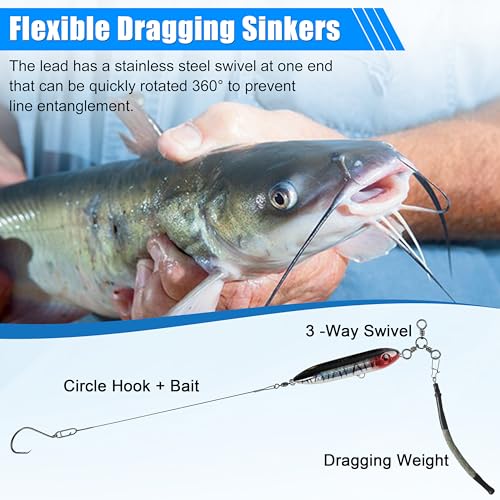 Dragging Weights for Catfishing, 5pcs Rattle Snake Dragging Weights No Snag Sinkers Dragging Drift Weight for Trolling Drifting Bottom Bouncing Snagless Catfish Sinkers Tackle Gear - style: 4oz-5pcs