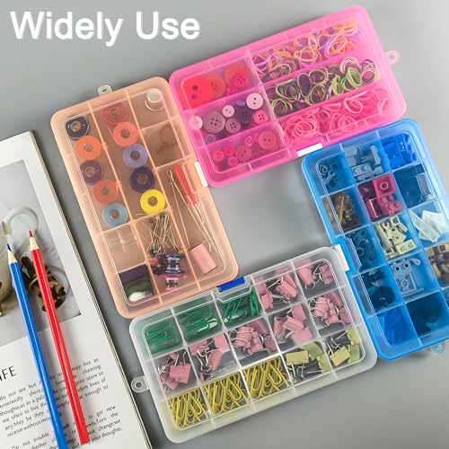 Qualsen 15 Girds Bead Organizer with Adjustable Dividers(8 Pack)，Tackle Box Organizer and Small Plastic Organizer Box for Jewelry, Beads, Earrings, Crafts, Screws and Fishing Tackles Small Items - size: 15 Gird-8pcs