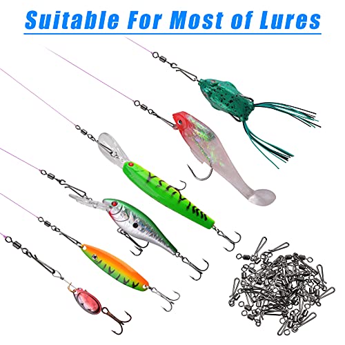 Fishing Swivels Snaps Rolling Barrel Swivels with Fast Clips Fishing Snaps High Strength Speed Clips Connector Freshwater Saltwater Snaps Swivels Fishing Tackle - style: 6#-50pcs
