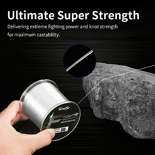 Force Monofilament Fishing Line, Heavy Duty Strong Mono Fishing Wire, Clear Nylon Leader Line - color: ICE Clear, size: 0.28mm/10lb/1000yd