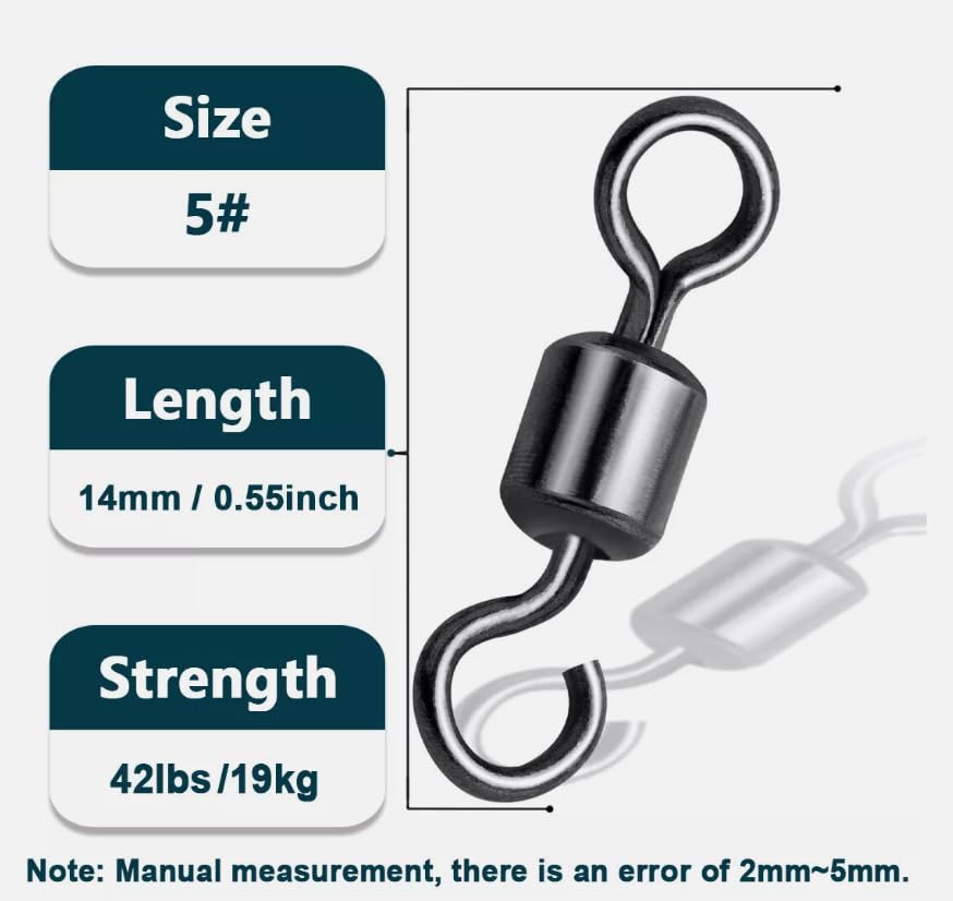 100 pcs Fishing Swivels Open Eye Rolling Swivel Quick Change Leader Line Connector - size: 12 # 8mm 100pcs