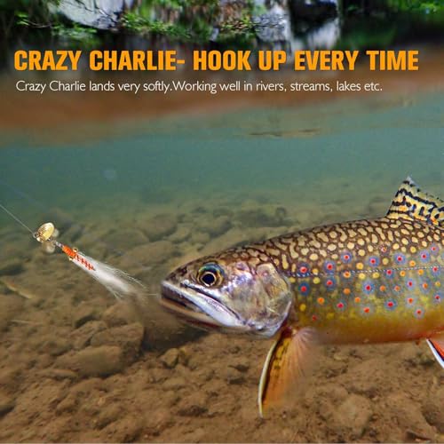 Dovesun Fly Fishing Lures Fly Fishing Flies Wet Fishing Flies Fishing Lures Fishing Spinner for Bass Sunfish Pike Trout 5PCS/10PCS - color: Crazy Charlie-5pcs, size: Hook Size 12#