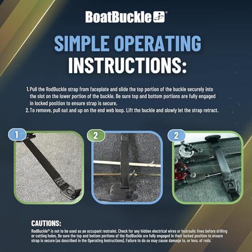 BoatBuckle Gunwale/Deck Mount Retractable Rod Tie-Down, 24-Inch Self-Retracting Fishing Rod Holder for Boats - size: 24-Inch (1-Count)