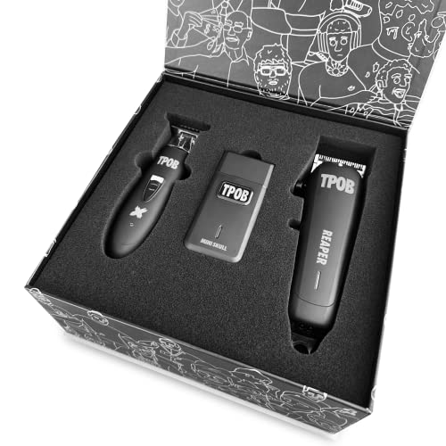 TPOB Slime 2 Black Clipper Trimmer Shaver Set Barber Hair Clippers for Men 6800 RPM with Rubber Case - color: Black Pack