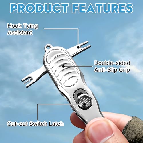 3-in-1 Portable Fishing Line Cutter with Retractor,Mini Stainless Steel Clippers with Retractable Zinger, Universal for Monofilament, Fluorocarbon & Braided Lines,Fly Tying Scissors for Men