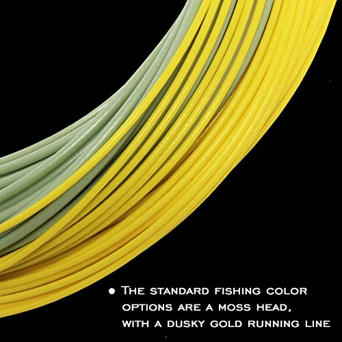 Gold Fly Line 90FT Weight Forward Floating 2 3 4 5 6 7 8 9WT Fly Fishing Line - color: MOSS GREEN + FLUO YELLOW, size: WF2F -90FT