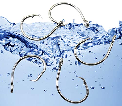 Fishing Hooks Saltwater Fishing Tuna Circle Hooks 2X Extra Strong Stainless Steel Big Game Fishing Hooks for Tuna Swordfish Shark - size: 2/0-25pcs
