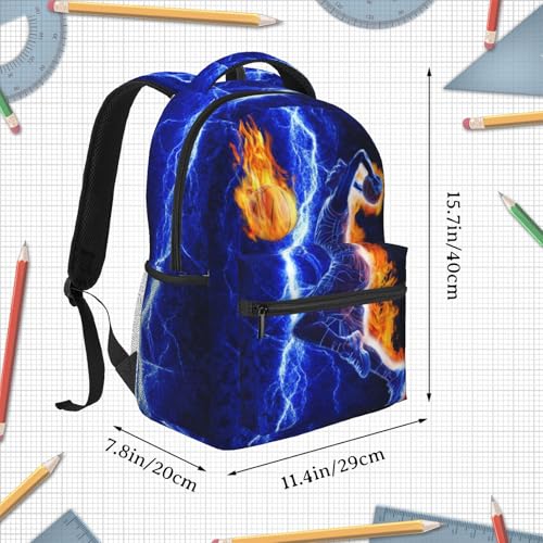 Basketball Backpack for Boys Blue Fire Lighting Schoolbag for Teenage Girls Kids Children Lightweight Waterproof Adjustable Sport Bag for Travel Hiking Camping Gym Backpack for Kids Boys 8-12 - color: Basketball Fire 01