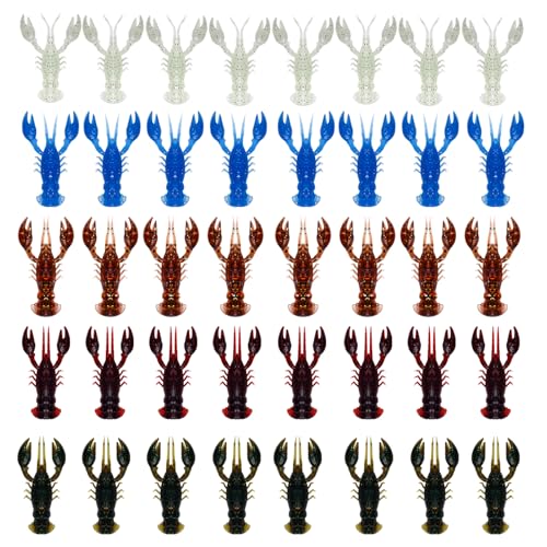Crawfish Lure Soft Plastic Bait for Bass Fishing 1.97in/2.2g FS/RE-05 - style: 40pcs
