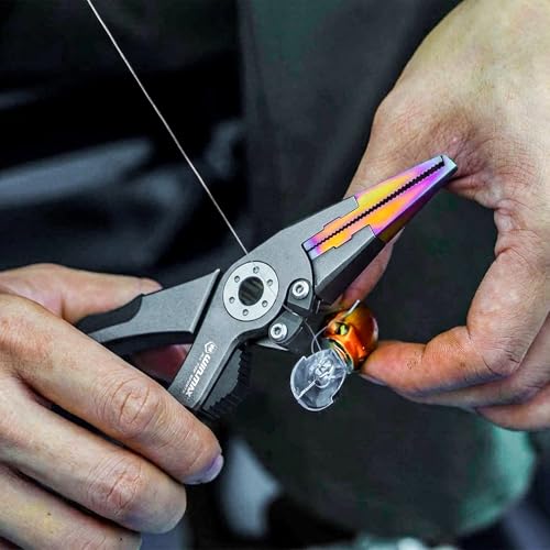 Fishing Pliers for Saltwater & Freshwater, with line Cutter, 6 or 7.5 inch, Hook Remover Pliers, SUS420 Jaws with Titanium Coating, Tungsten Carbide Cutter (Natural, 7.5 inch) - color: Natural, size: 7.5 inch