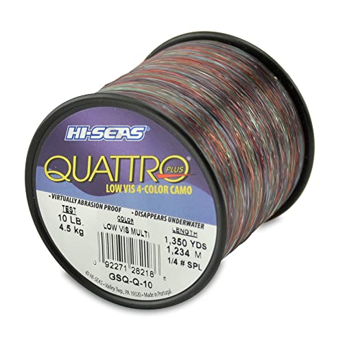 HI-SEAS Quattro Monofilament Fishing Line - Low-vis 4 Color Camo, Strong & Durable Performance Saltwater Main Line - style: 10 Lb Test, 0.30 Mm Dia, 1350 Yd