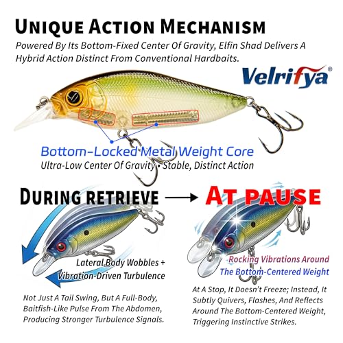 Flat Sided Japanese-Style Crankbait Elfin Shad – Medium Diving Bass Fishing Lure, Hard Bait Shad Crankbait for Freshwater Velrifya - color: 07-Icy Shad