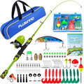 PLUSINNO Kids Fishing Pole with Spincast Reel Telescopic Fishing Rod Combo Full Kits for Boys, Girls, and Adults - color: Green, size: 4FT / 1.2M
