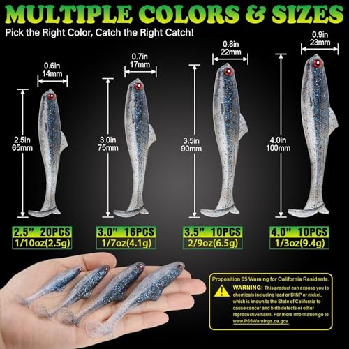 LUCKYFISHING Paddle Tail Swimbaits Soft Plastic Swimbaits Soft Baits for Bass Fishing Trout Crappie Walleye Freshwater Saltwater 10/16/20 PCS Soft Plastic Baits 4/3.5/3/2.5 Inch - color: Blue, size: 3.5 inch-10pcs