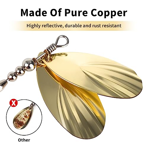 QualyQualy Fishing Spinner Bait 3pcs, Musky Bucktail Spinnerbait with Double Blades for Pike, Bass, and Trout,Multiple Color Fishing Lures for Freshwater Saltwater
