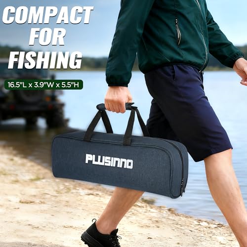 PLUSINNO Fishing Rod and Reel Combo, Telescopic Fishing Pole Kit with Spinning Reel, Tackle Box, Fishing Lures and Travel Carrying Bag, Fishing Gear Gifts for Men - color: Full Kit with Carrier Case, size: 2.1M 6.89FT