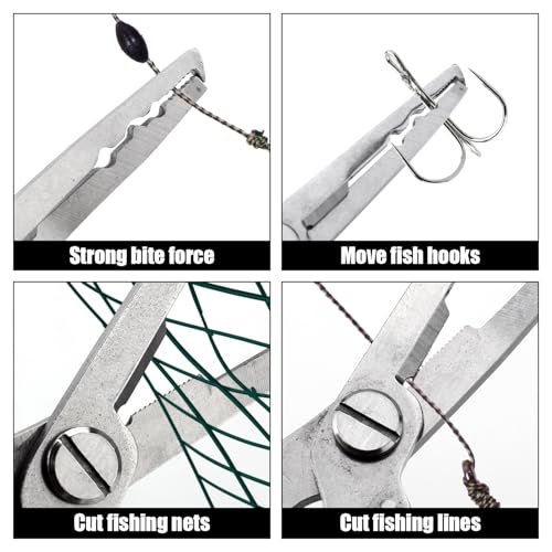 BOXOB Fishing Pliers, Metal Fishing Pliers Saltwater Fishing Pliers Hook Remover Needle Nose Pliers Fishing Multifunctional Tool Accessories Fishing Gear and Gifts for Men - style: Blue Handle
