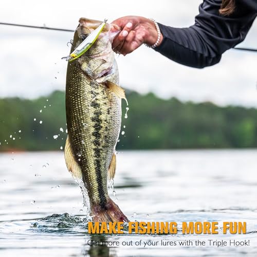 Dovesun Fishing Treble Hooks, Triple Hooks 3X Strong Professional V, 50PCS High Carbon Steel Replacement Fishing Hooks for Saltwater and Freshwater, Sizes #10#8#6#4#2 - color: Black Nickel, size: #2 * 50PCS