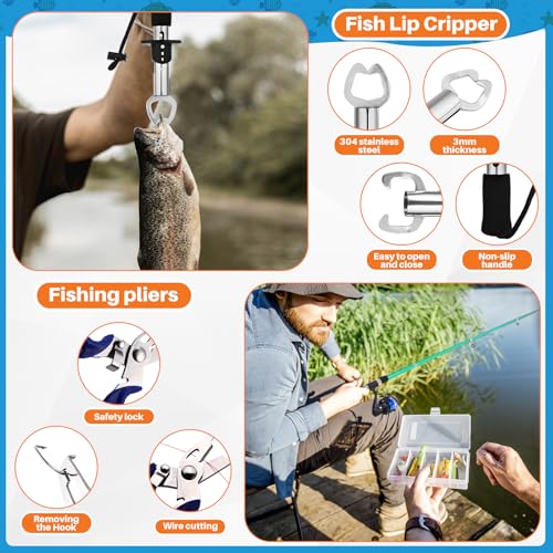MiniInflat Telescopic Fishing Rod and Reel Combo, 6.89ft 2pcs Collapsible Rod with Plier Lip Gripper Lures Carrier Bag Pre-Loaded Spinning Reel Saltwater Freshwater Fishing Pole Kit - color: Green